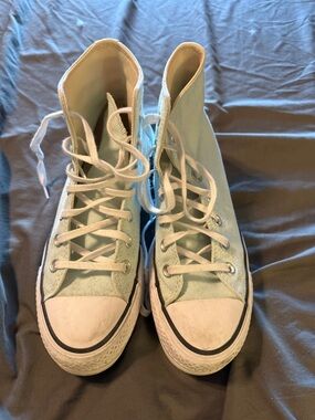 Converse High Top Canvas Sneakers in Mint and White